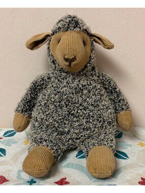 Russ Vintage Chester Plush Sheep Lamb Stuffed Animal 7" Gray/Tan Corduroy Accent